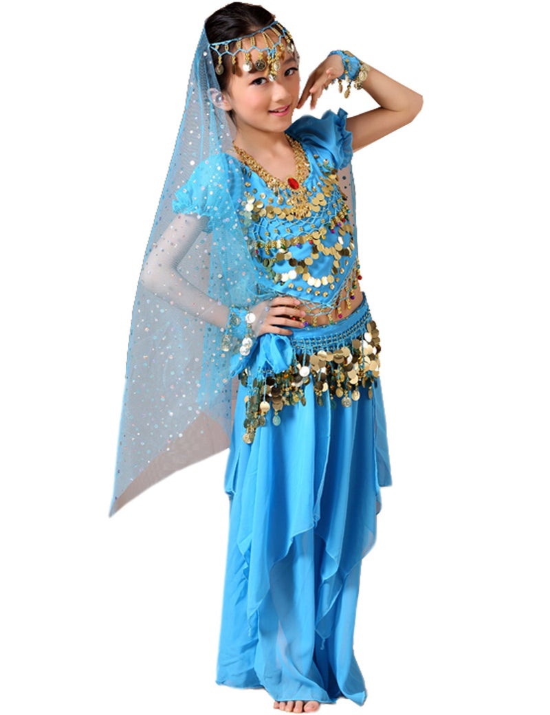 Astage Girls Princess Costume Halloween Dance Sets Sky Blue L 11 to 13 Years - Image 3